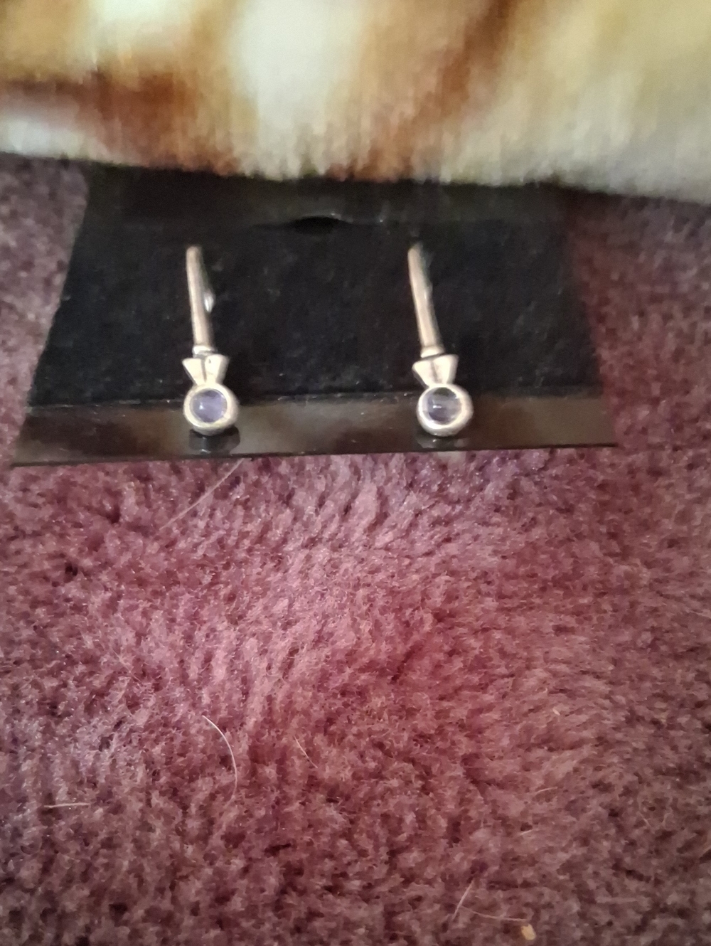 Sterling Silver Purple Stone Drop Earrings